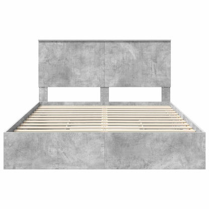 Opslag bed met hoofdeinde Beton Grijs 150 x 200 cm Bewerkt hout