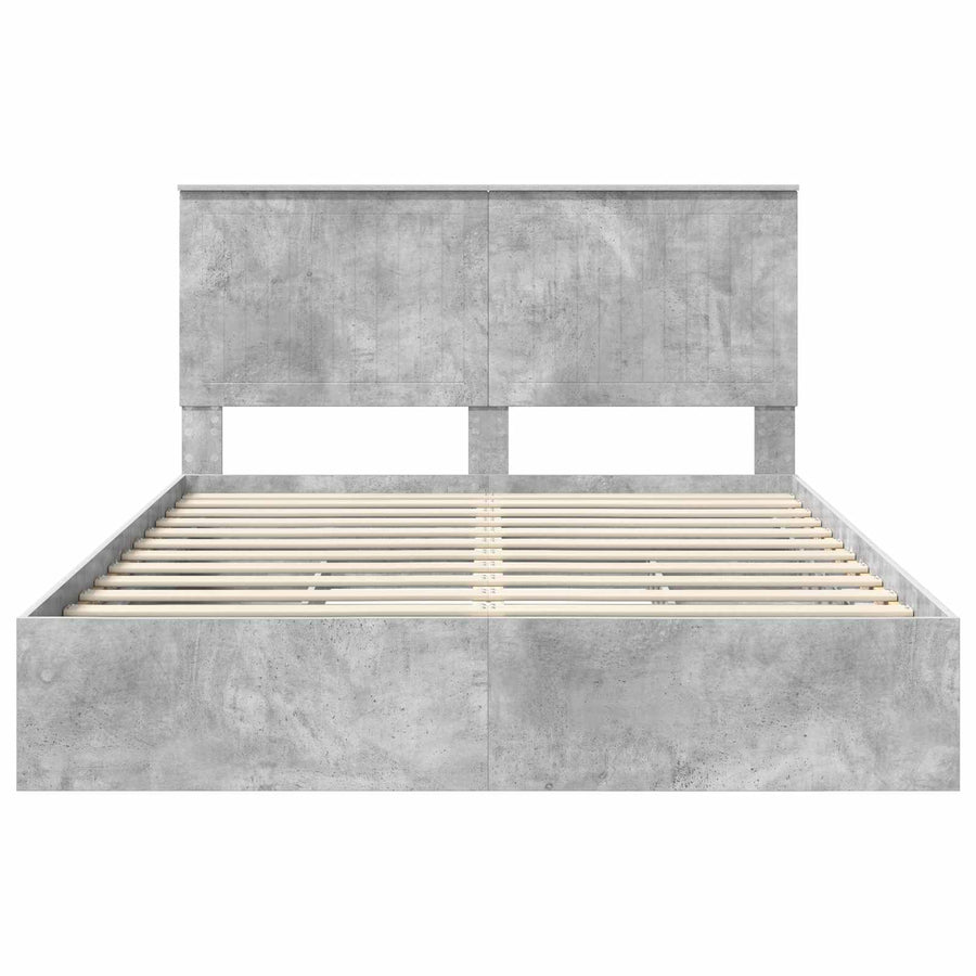 Opslag bed met hoofdeinde Beton Grijs 150 x 200 cm Bewerkt hout