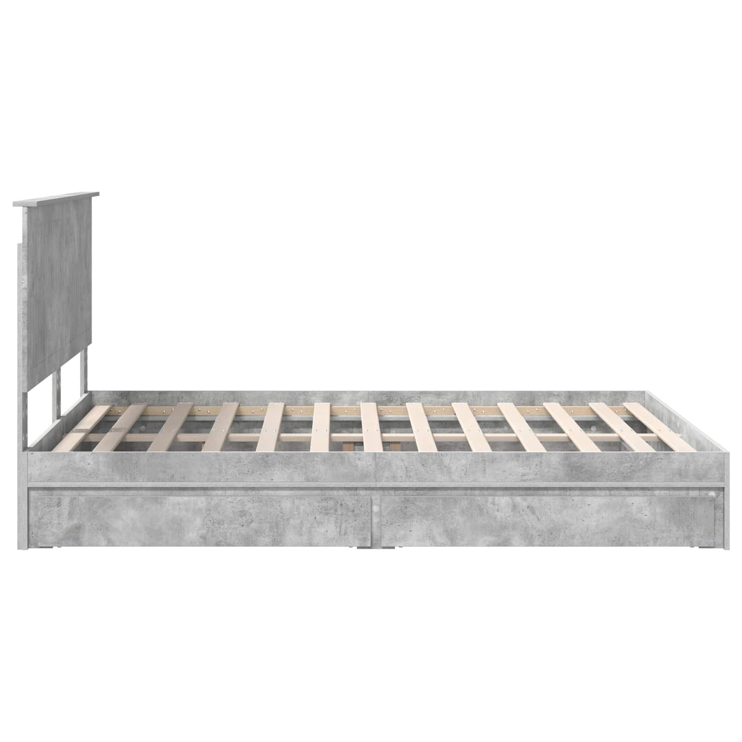 Opslag bed met hoofdeinde Beton Grijs 150 x 200 cm Bewerkt hout