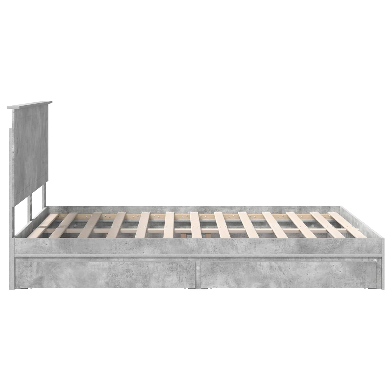 Opslag bed met hoofdeinde Beton Grijs 150 x 200 cm Bewerkt hout