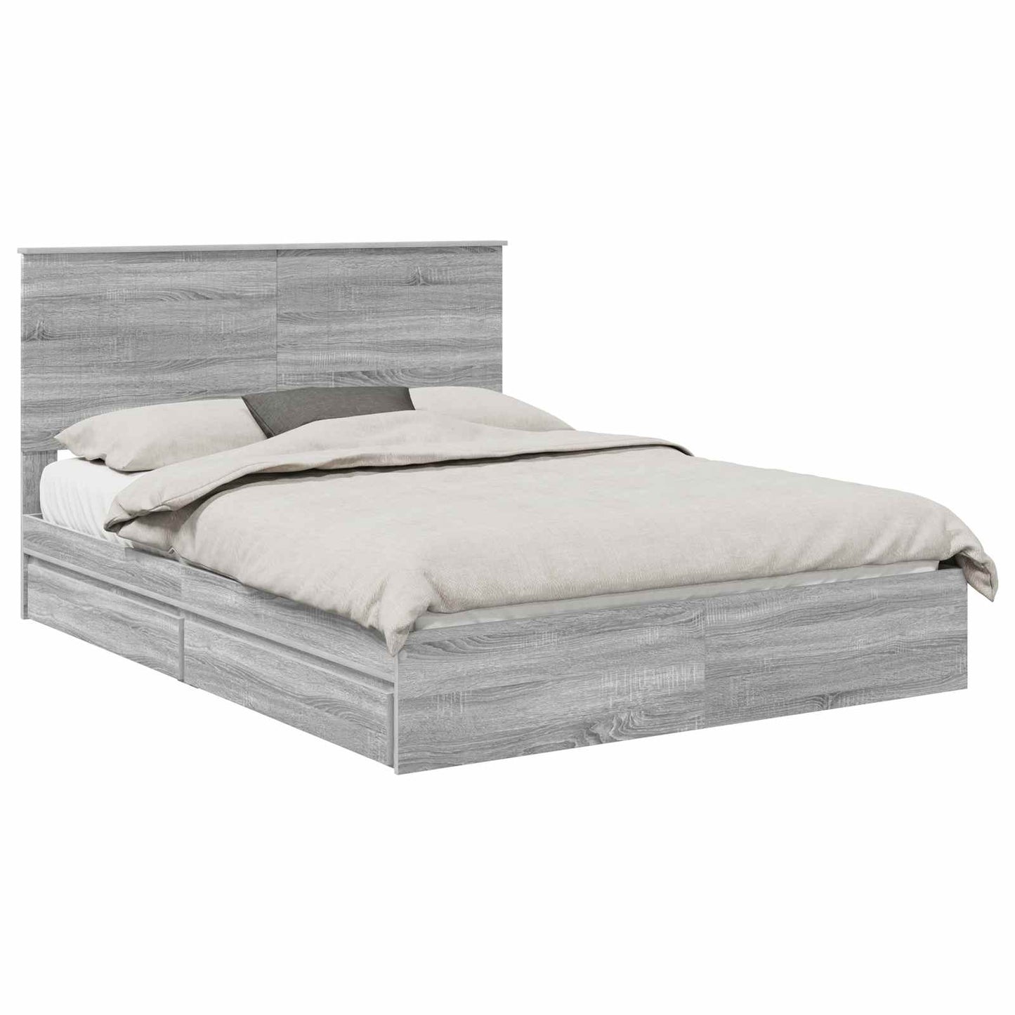 Opslag bed met lade Grijs Sonoma 150 x 200 cm Bewerkt hout