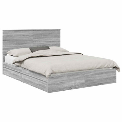 Opslag bed met lade Grijs Sonoma 150 x 200 cm Bewerkt hout