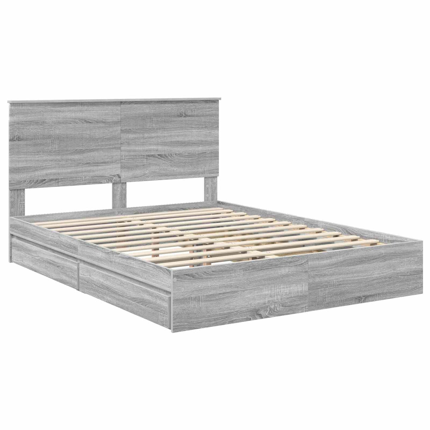 Opslag bed met lade Grijs Sonoma 150 x 200 cm Bewerkt hout
