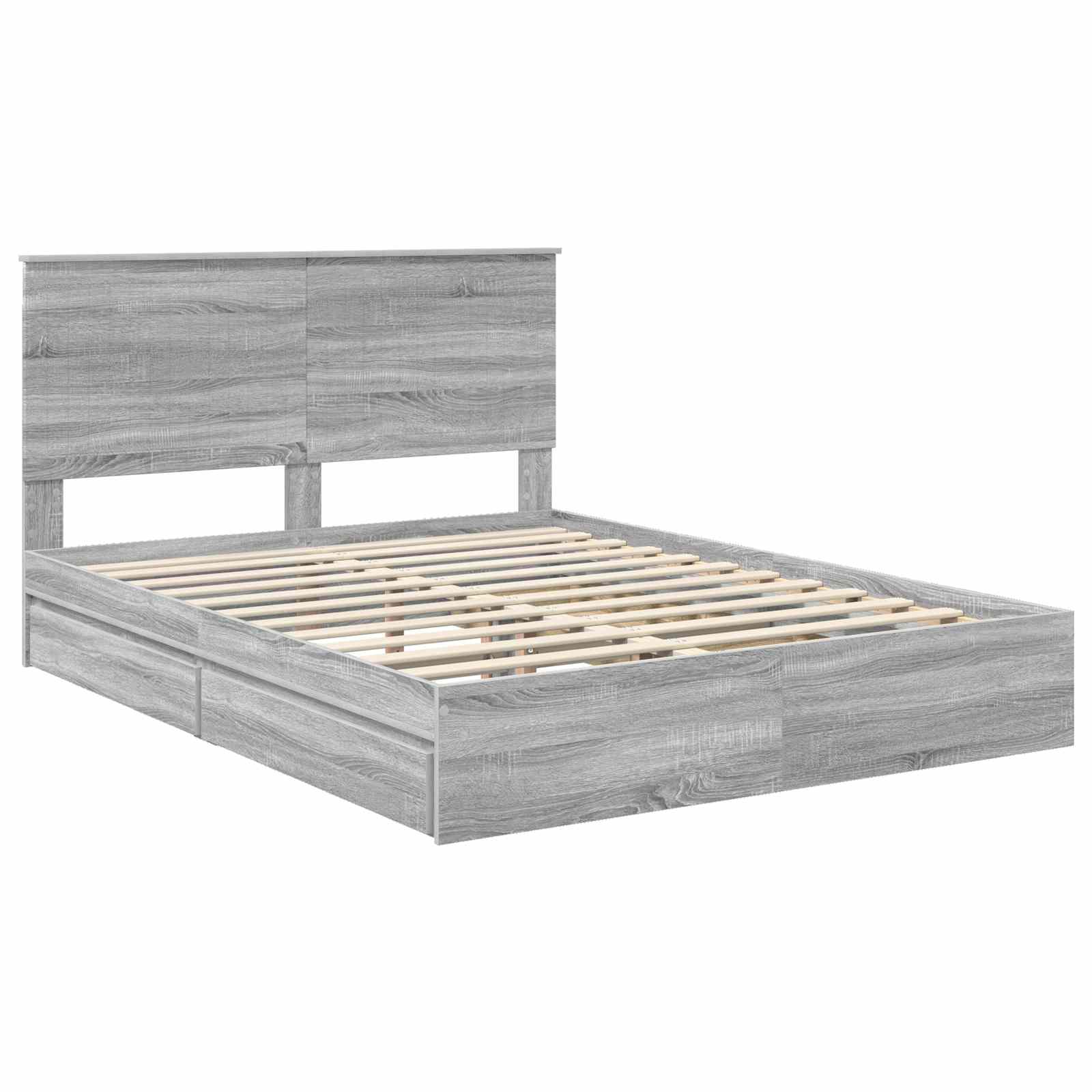 Opslag bed met lade Grijs Sonoma 150 x 200 cm Bewerkt hout