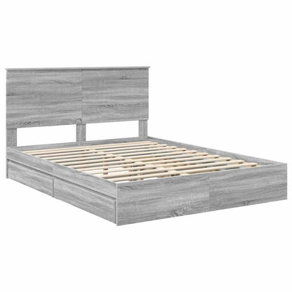 Opslag bed met lade Grijs Sonoma 150 x 200 cm Bewerkt hout