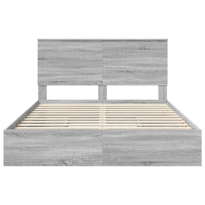 Opslag bed met lade Grijs Sonoma 150 x 200 cm Bewerkt hout