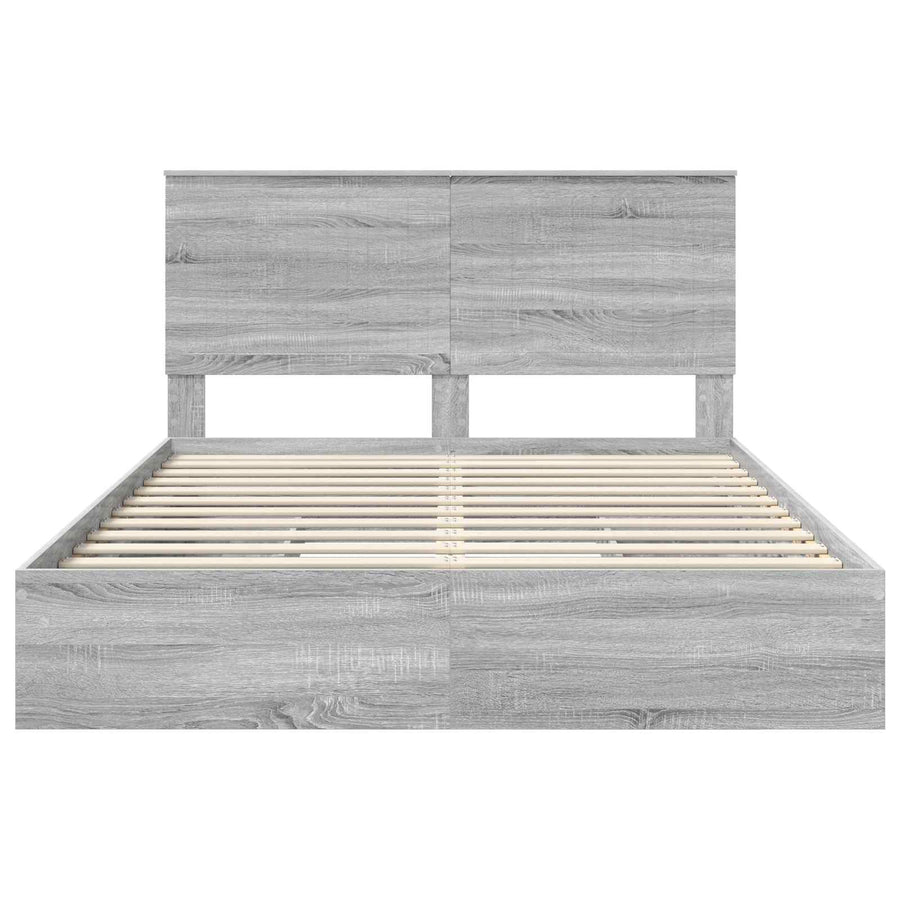 Opslag bed met lade Grijs Sonoma 150 x 200 cm Bewerkt hout