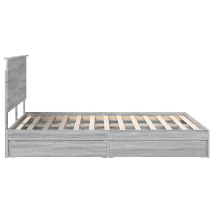 Opslag bed met lade Grijs Sonoma 150 x 200 cm Bewerkt hout