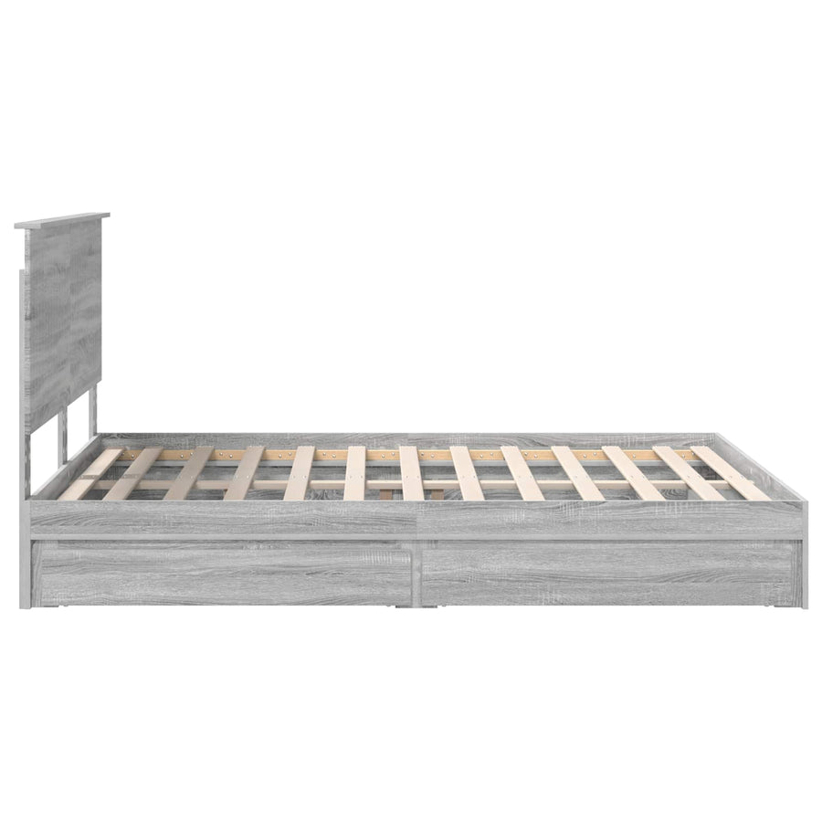 Opslag bed met lade Grijs Sonoma 150 x 200 cm Bewerkt hout