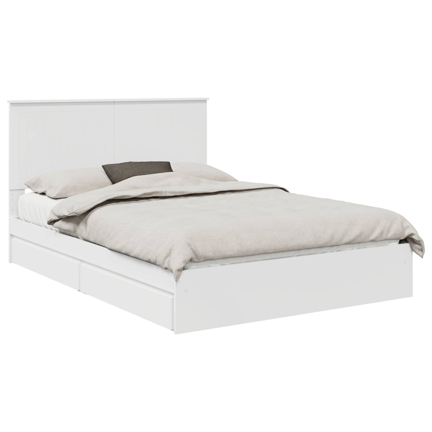 Opslag bed met hoofdeinde Wit 140 x 200 cm Bewerkt hout