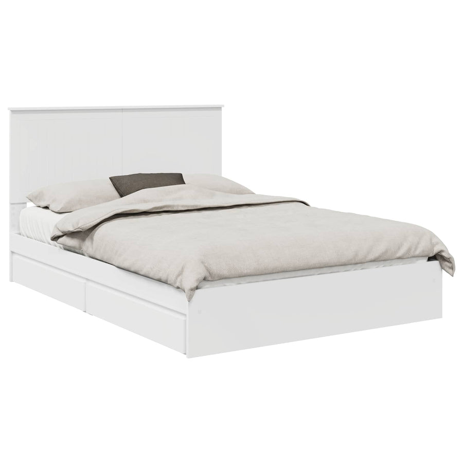 Opslag bed met hoofdeinde Wit 140 x 200 cm Bewerkt hout