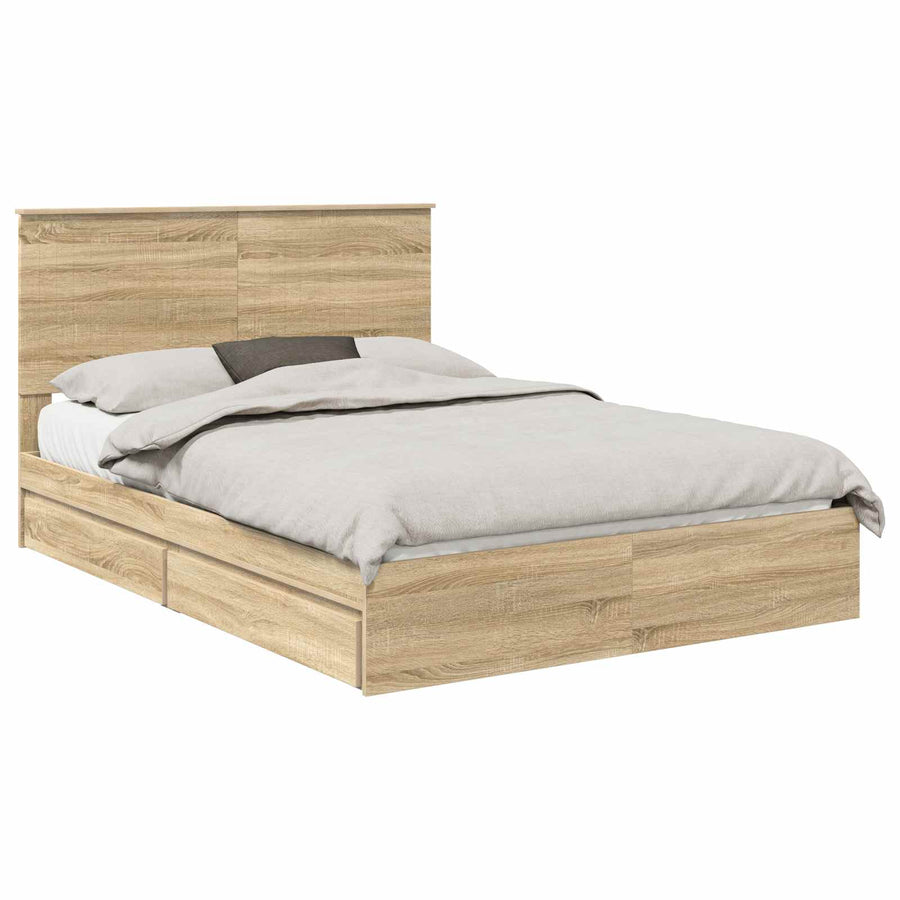 Opslag bed met lade Sonoma Eiken 140 x 200 cm Bewerkt hout