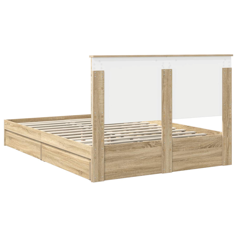 Opslag bed met lade Sonoma Eiken 140 x 200 cm Bewerkt hout