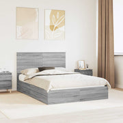Opslagbed met lade 140x200 cm grijs bewerkt hout