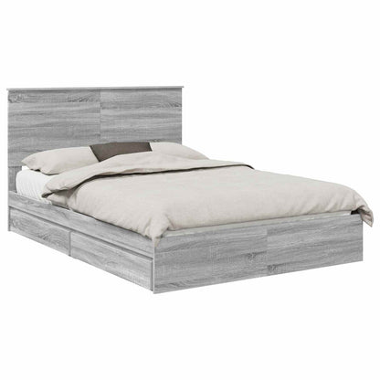 Opslag bed met lade Grijs Sonoma 140 x 200 cm Bewerkt hout
