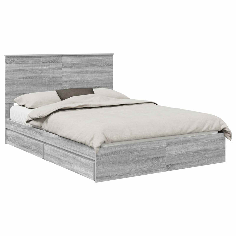 Opslag bed met lade Grijs Sonoma 140 x 200 cm Bewerkt hout