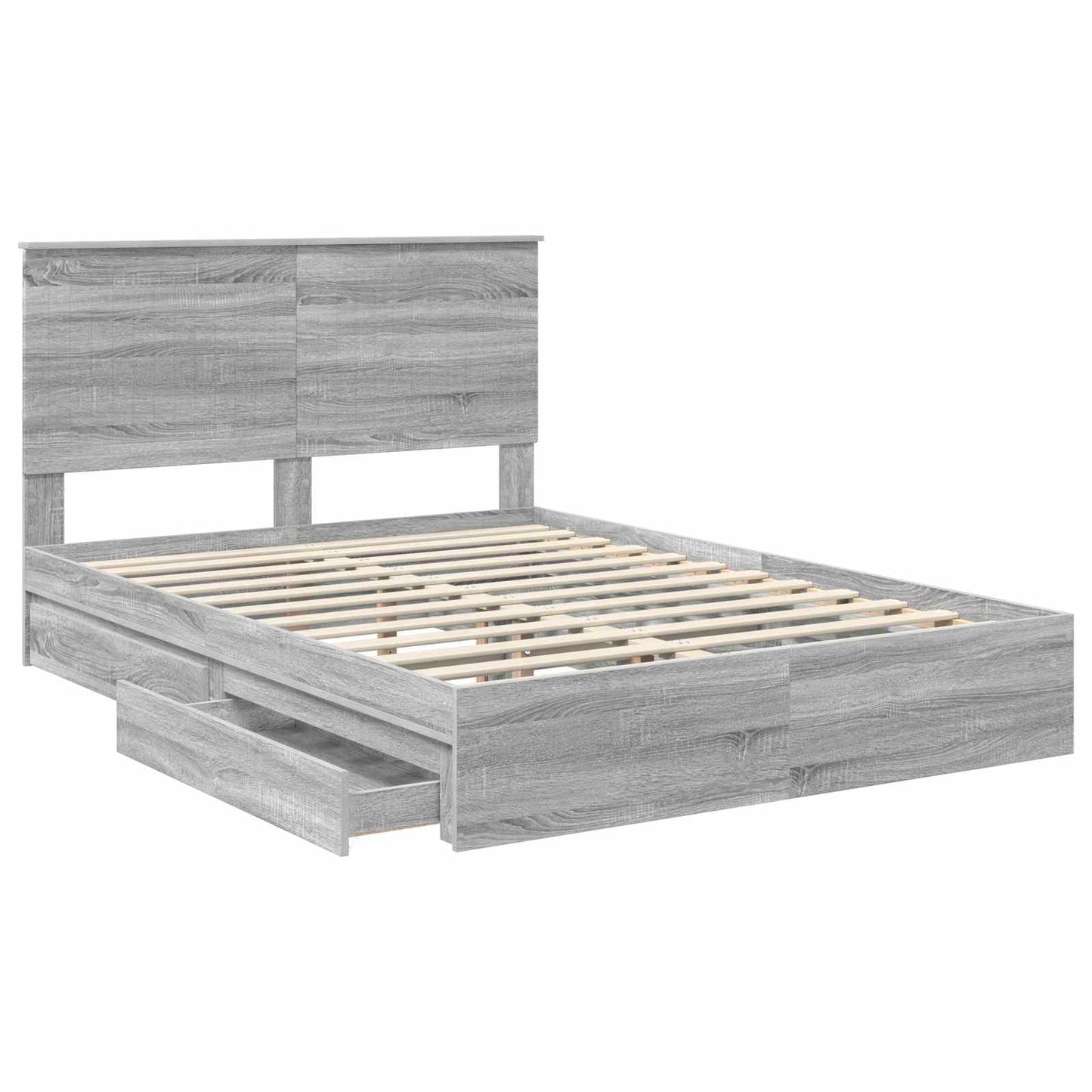 Opslag bed met lade Grijs Sonoma 140 x 200 cm Bewerkt hout
