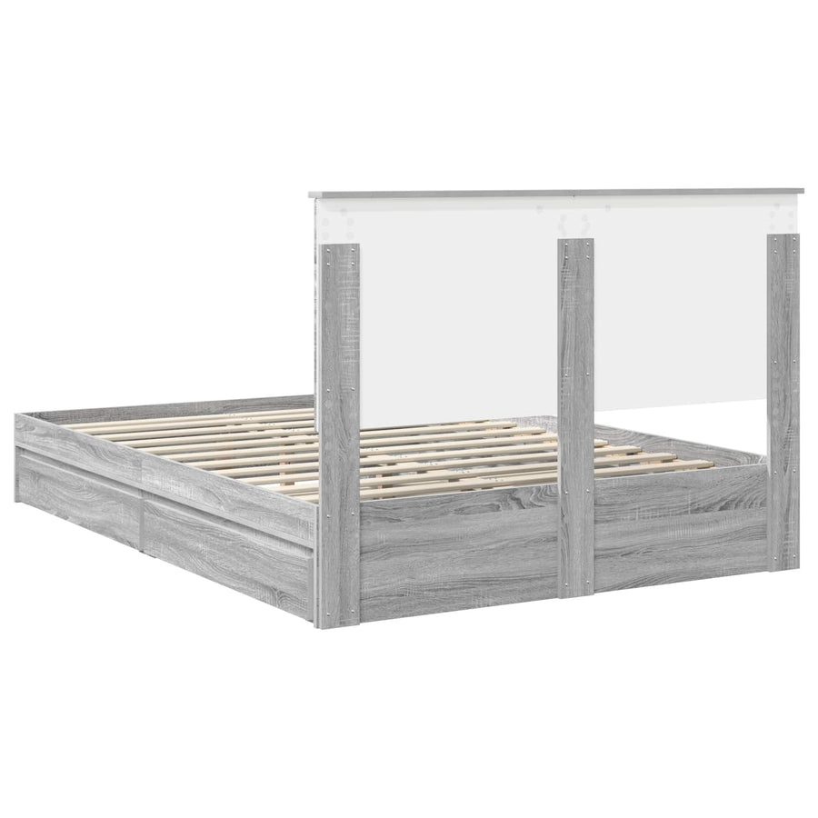 Opslag bed met lade Grijs Sonoma 140 x 200 cm Bewerkt hout