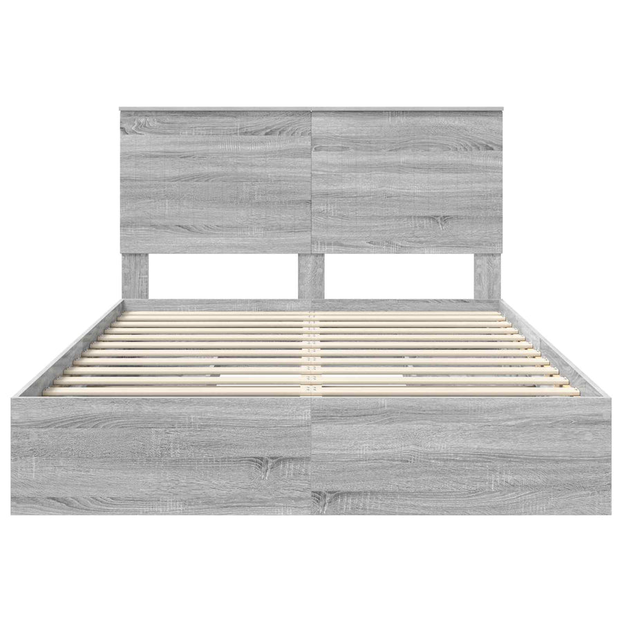 Opslag bed met lade Grijs Sonoma 140 x 200 cm Bewerkt hout