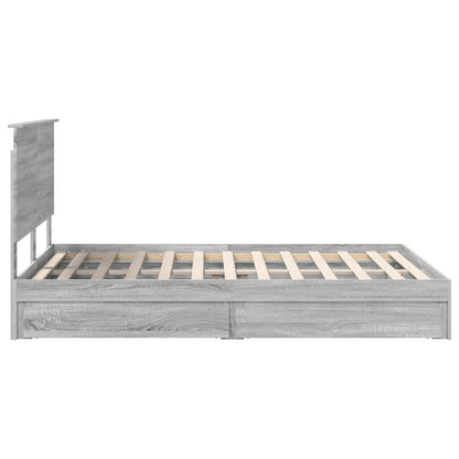 Opslag bed met lade Grijs Sonoma 140 x 200 cm Bewerkt hout