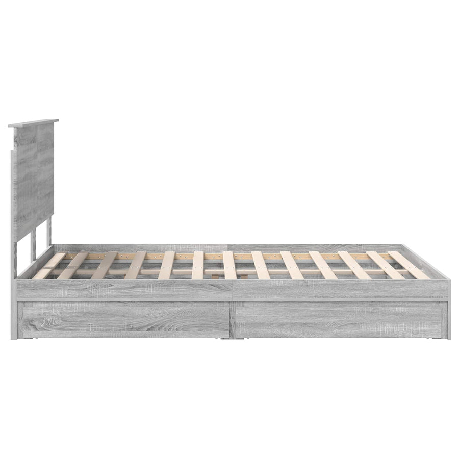 Opslag bed met lade Grijs Sonoma 140 x 200 cm Bewerkt hout
