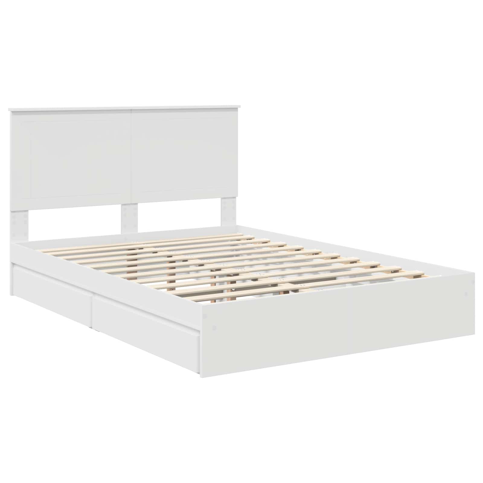 Opslag bed met hoofdeinde Wit 140 x 190 cm Bewerkt hout