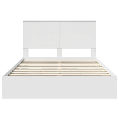 Opslag bed met hoofdeinde Wit 140 x 190 cm Bewerkt hout