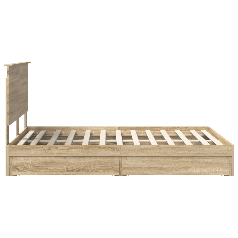 Opslag bed met lade Sonoma Eiken 140 x 190 cm Bewerkt hout