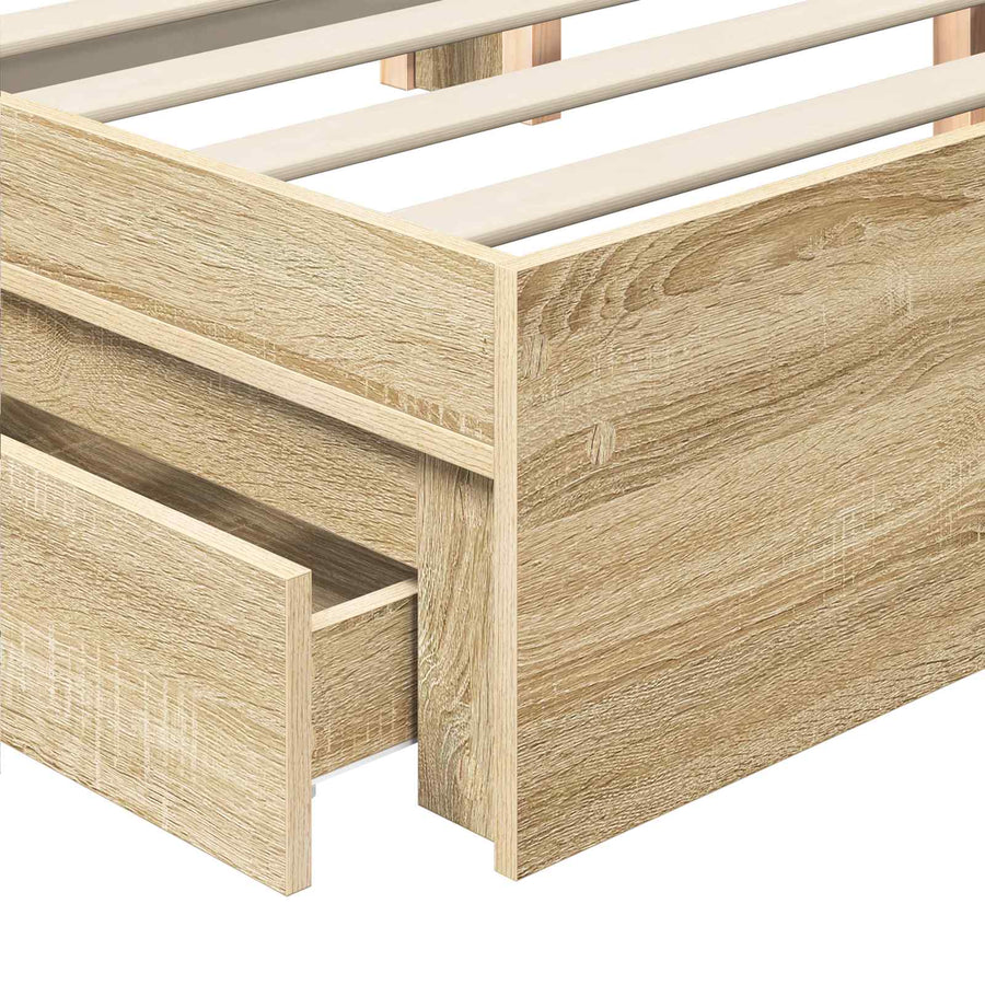 Opslag bed met lade Sonoma Eiken 135 x 190 cm Bewerkt hout