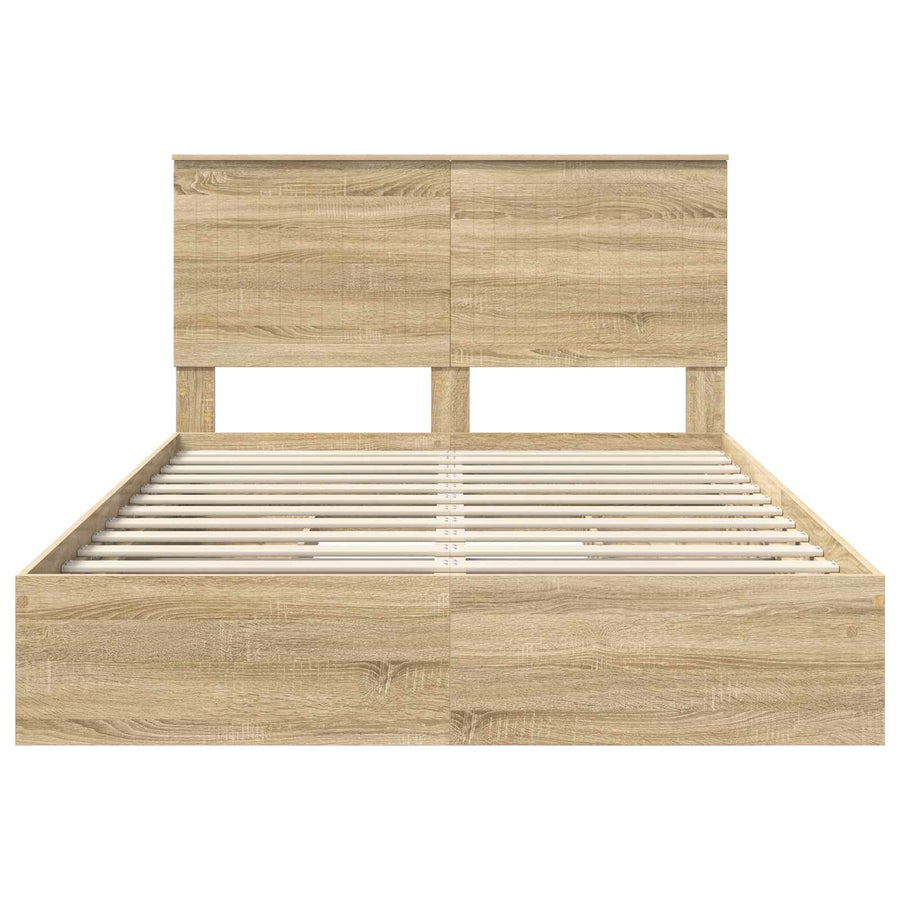 Opslag bed met lade Sonoma Eiken 135 x 190 cm Bewerkt hout