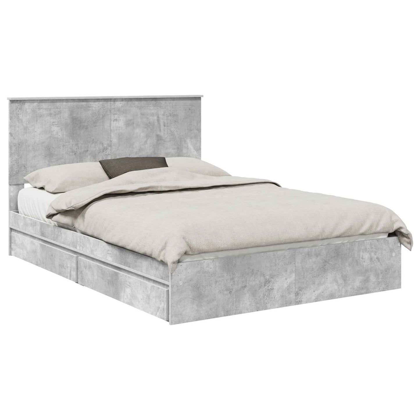 Opslag bed met hoofdeinde Beton Grijs 135 x 190 cm Bewerkt hout