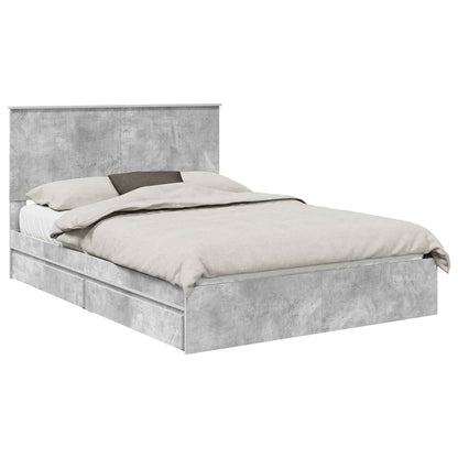 Opslag bed met hoofdeinde Beton Grijs 135 x 190 cm Bewerkt hout