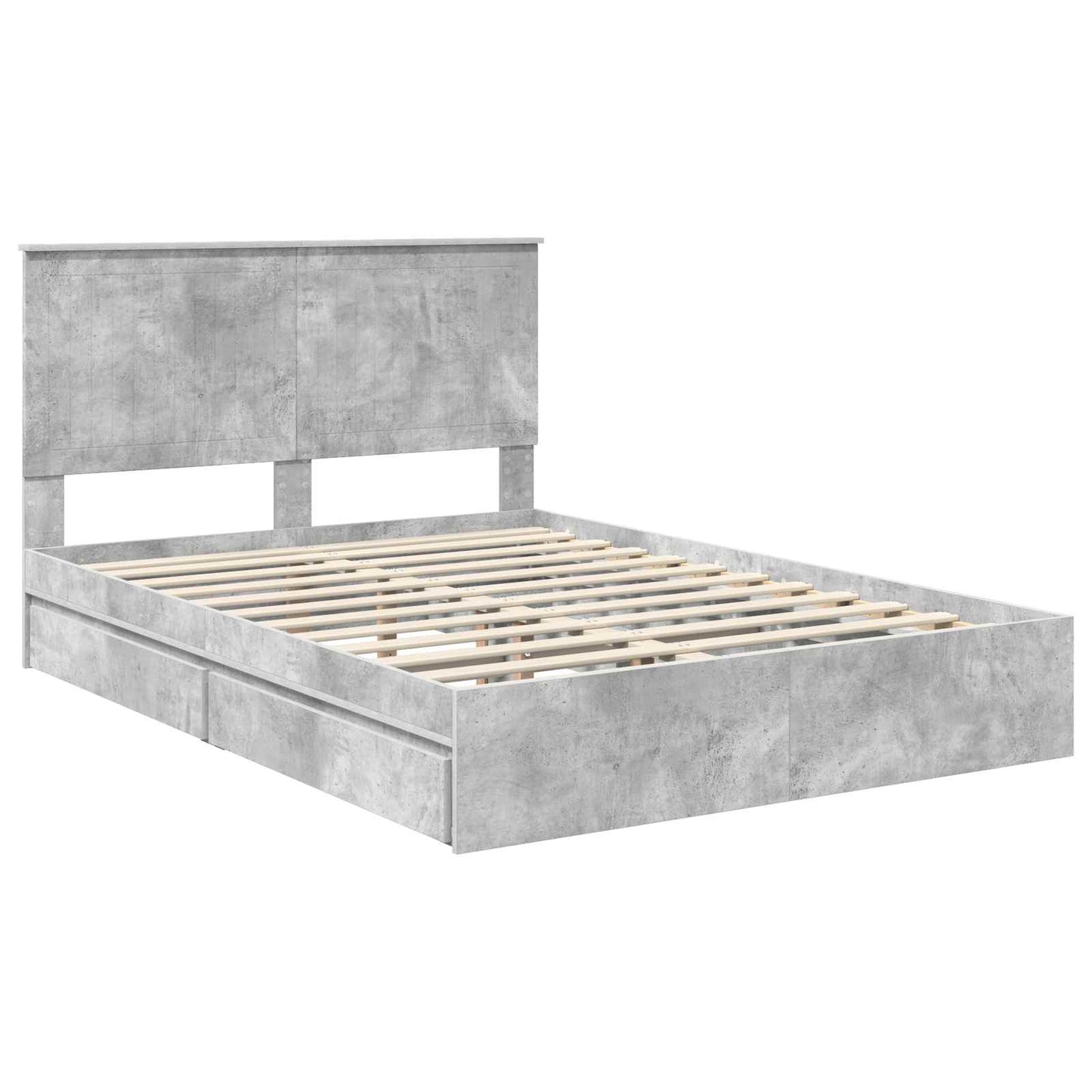 Opslag bed met hoofdeinde Beton Grijs 135 x 190 cm Bewerkt hout