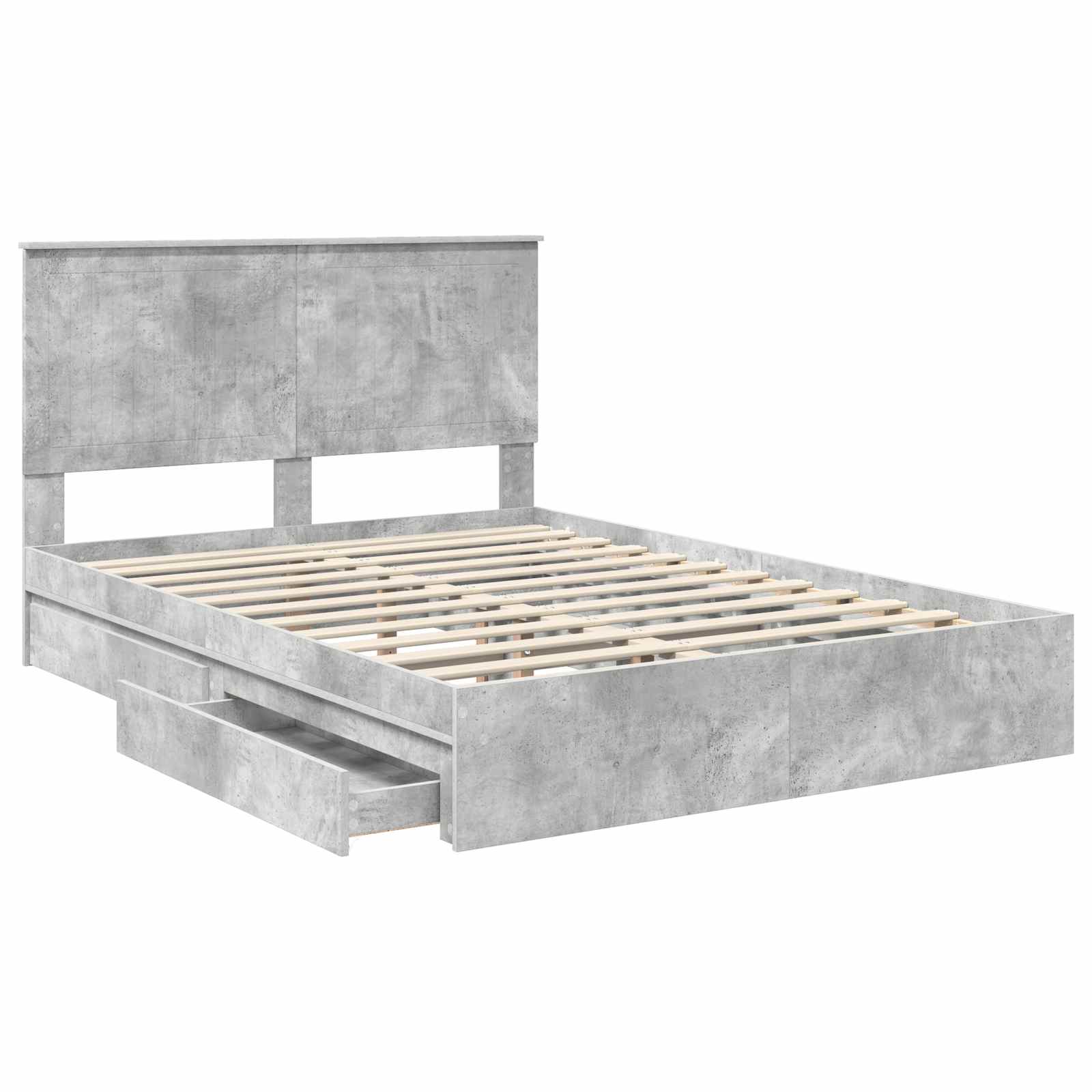 Opslag bed met hoofdeinde Beton Grijs 135 x 190 cm Bewerkt hout