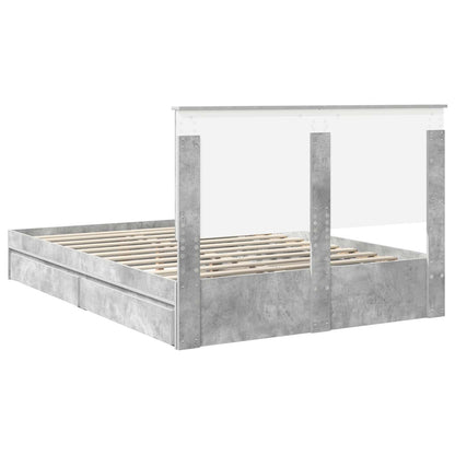 Opslag bed met hoofdeinde Beton Grijs 135 x 190 cm Bewerkt hout