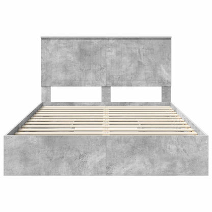 Opslag bed met hoofdeinde Beton Grijs 135 x 190 cm Bewerkt hout