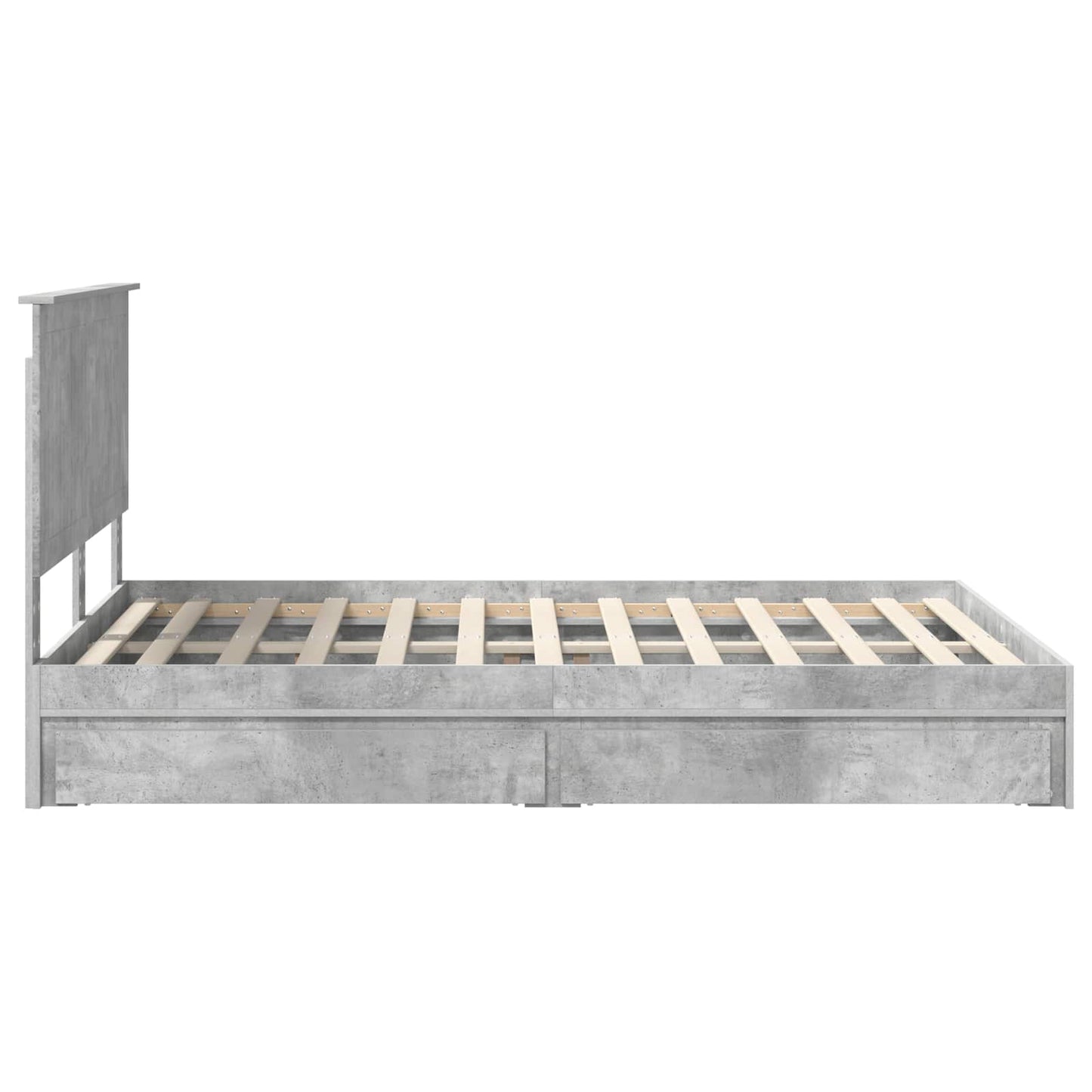 Opslag bed met hoofdeinde Beton Grijs 135 x 190 cm Bewerkt hout