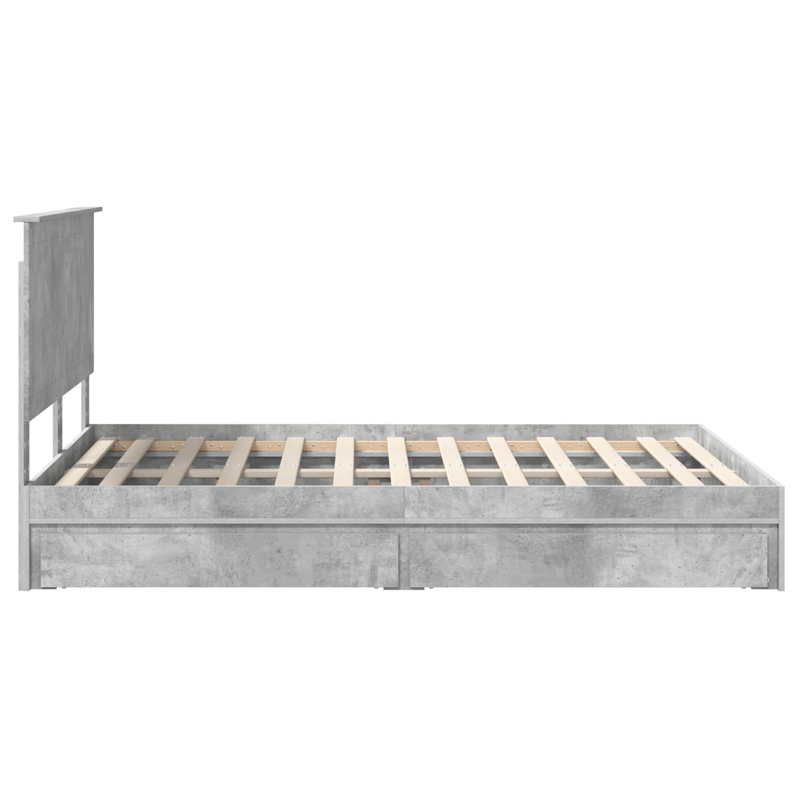 Opslag bed met hoofdeinde Beton Grijs 135 x 190 cm Bewerkt hout