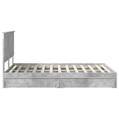 Opslag bed met hoofdeinde Beton Grijs 135 x 190 cm Bewerkt hout