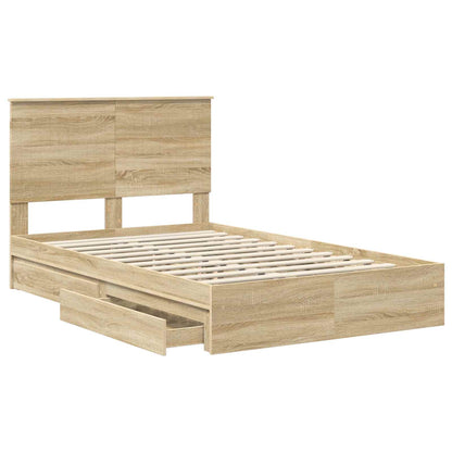 Opslag bed met lade Sonoma Eiken 120 x 200 cm Bewerkt hout