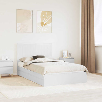 Opslag bed met hoofdeinde Wit 120 x 190 cm Bewerkt hout