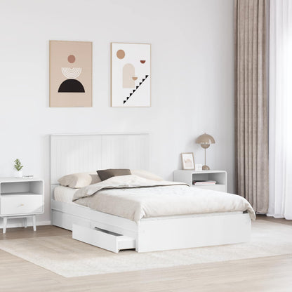Opslag bed met hoofdeinde Wit 120 x 190 cm Bewerkt hout