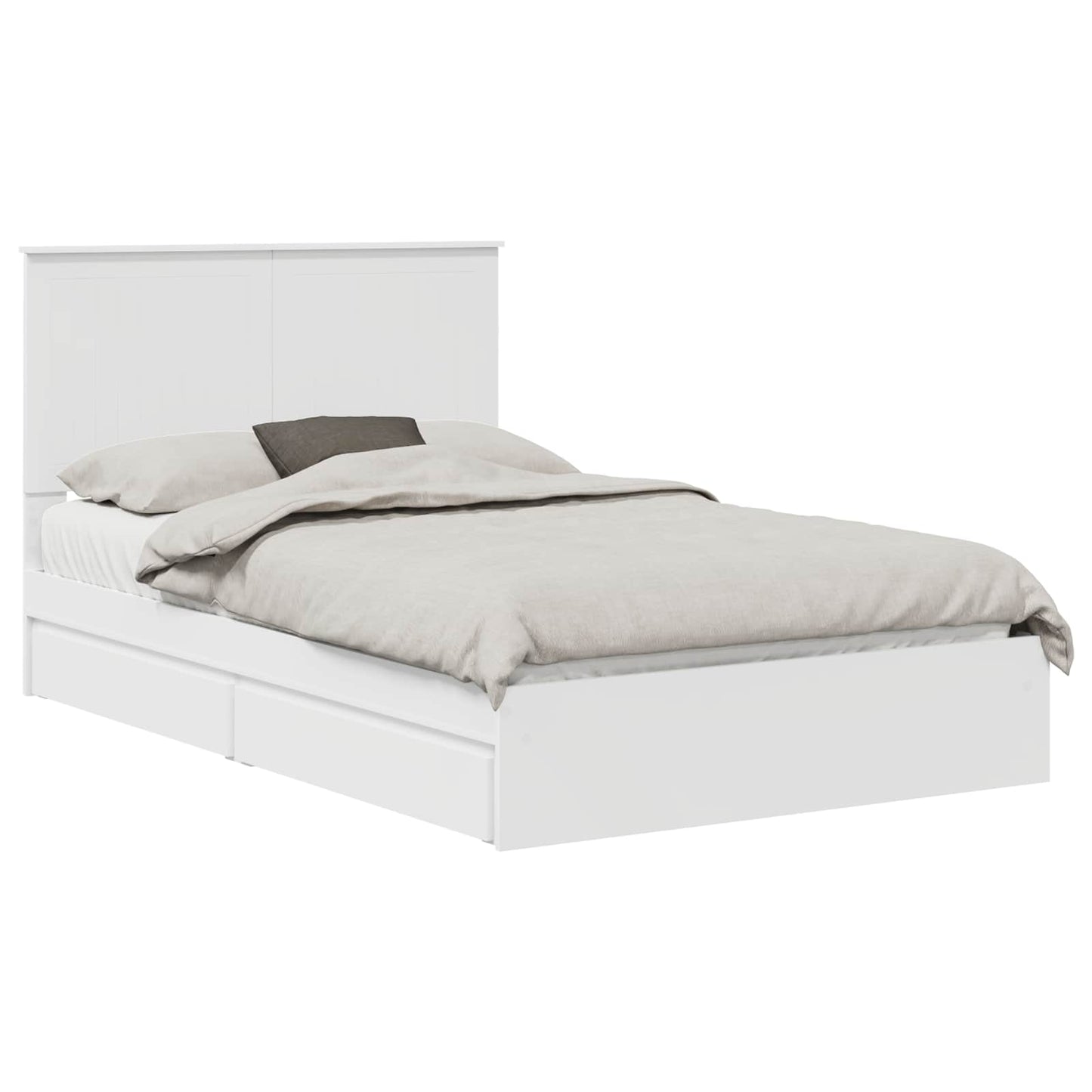 Opslag bed met hoofdeinde Wit 120 x 190 cm Bewerkt hout