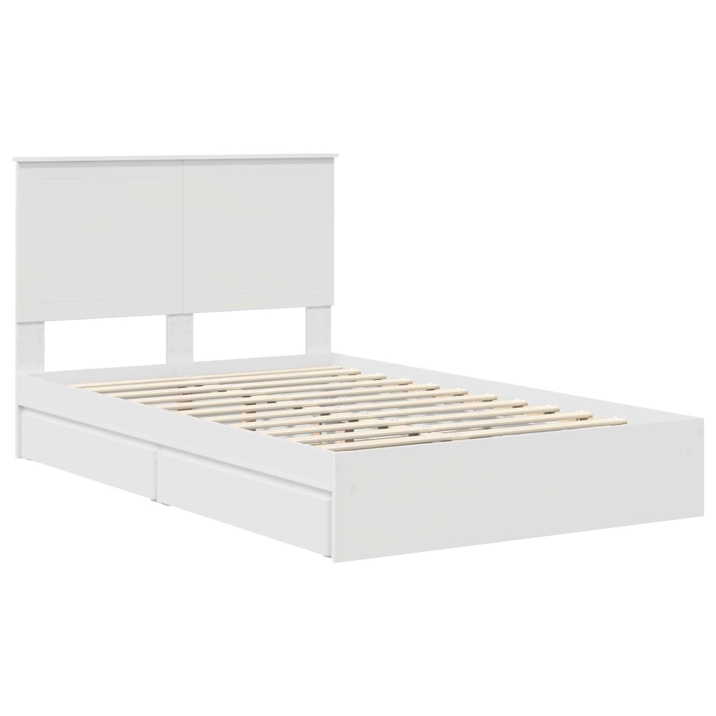 Opslag bed met hoofdeinde Wit 120 x 190 cm Bewerkt hout