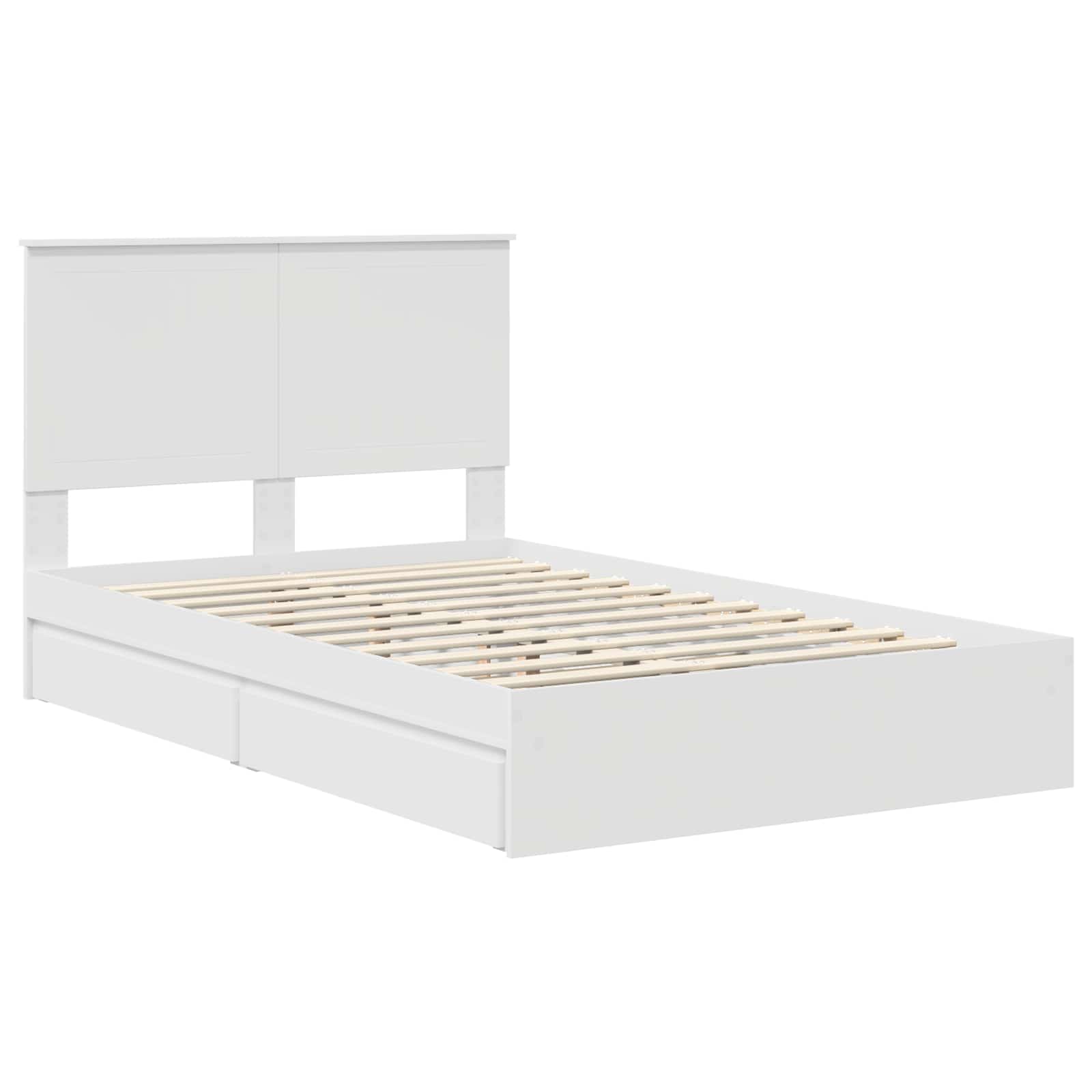 Opslag bed met hoofdeinde Wit 120 x 190 cm Bewerkt hout