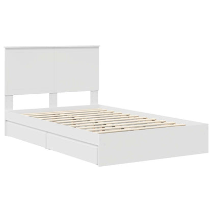 Opslag bed met hoofdeinde Wit 120 x 190 cm Bewerkt hout