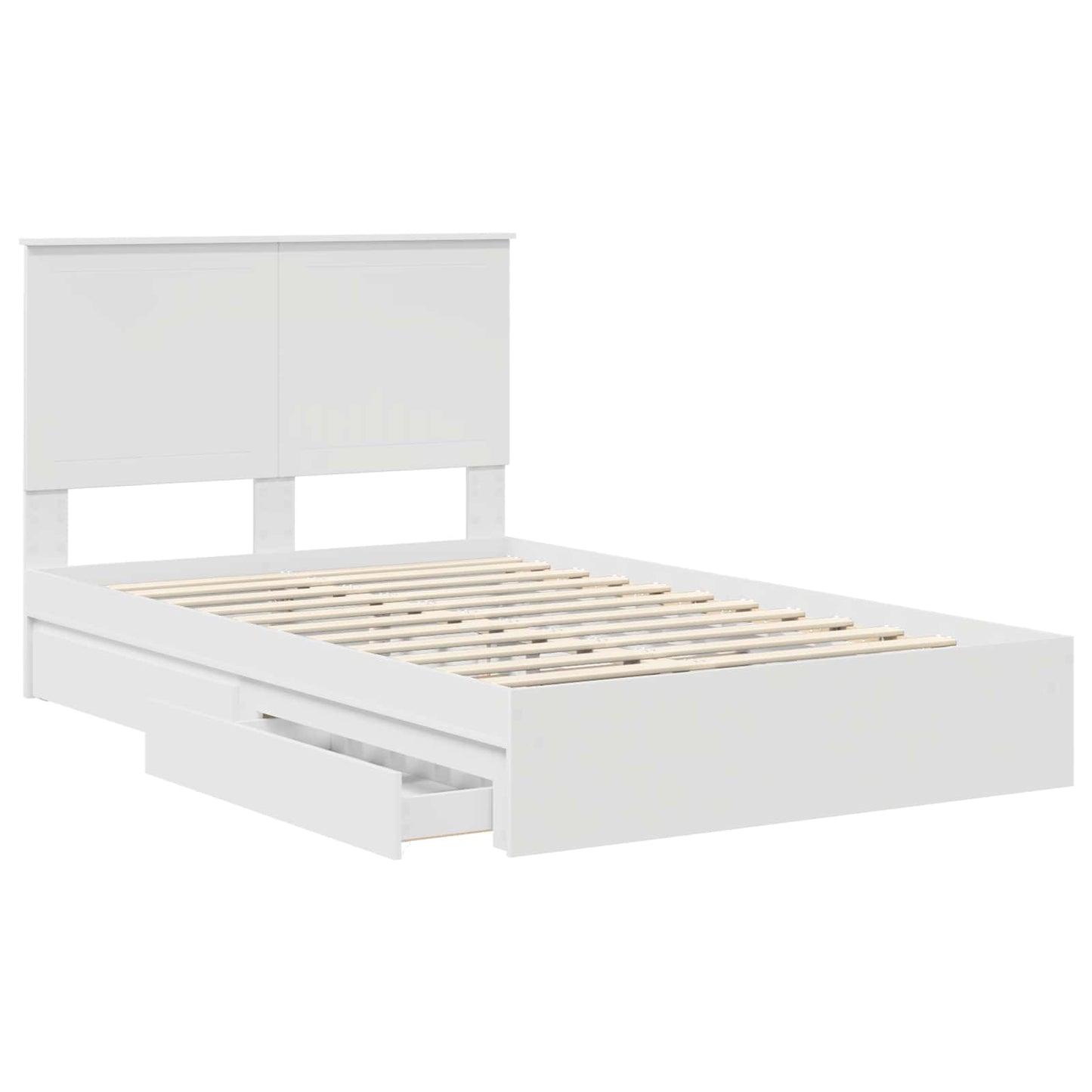 Opslag bed met hoofdeinde Wit 120 x 190 cm Bewerkt hout