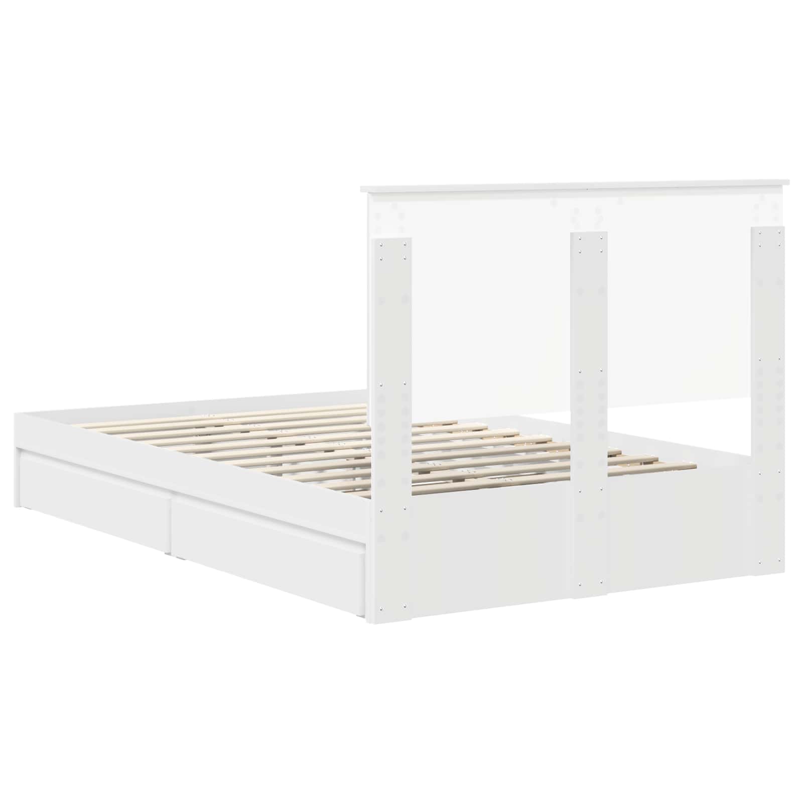 Opslag bed met hoofdeinde Wit 120 x 190 cm Bewerkt hout