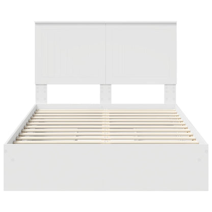 Opslag bed met hoofdeinde Wit 120 x 190 cm Bewerkt hout