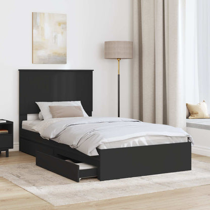 Opslag bed met hoofdeinde Zwart 100 x 200 cm Bewerkt hout